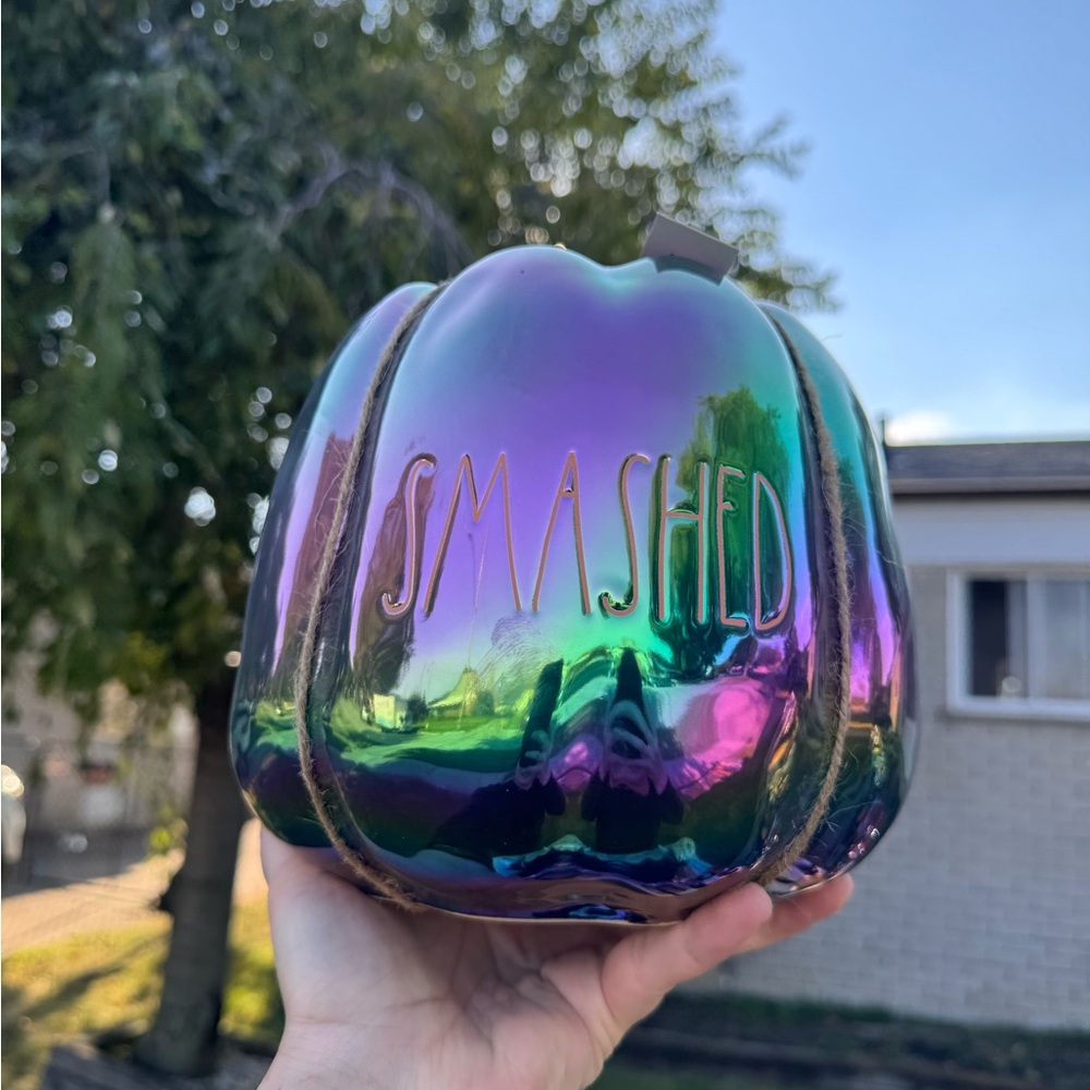 Rae Dunn SMASHED Ceramic Iridescent Pumpkin Planter w/Luster Finish